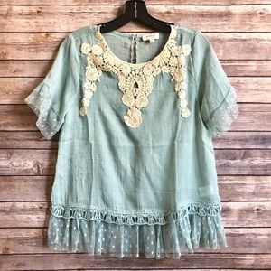 Light Blue/ Mint with Crochet and tulle
